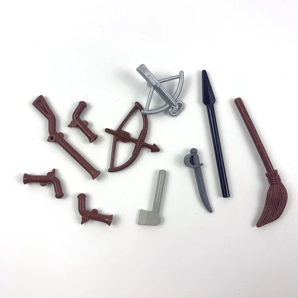 Vintage LEGO Minifigure Lot of 10 Pirates Castle Fire Hats Hair Swords Muskets +